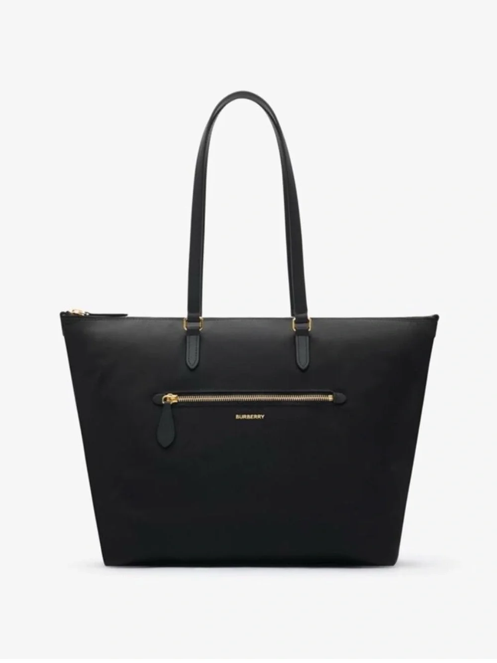 Burberry NWT Large, Black Nylon Zip-Front Tote Bag w check inside & dust cover